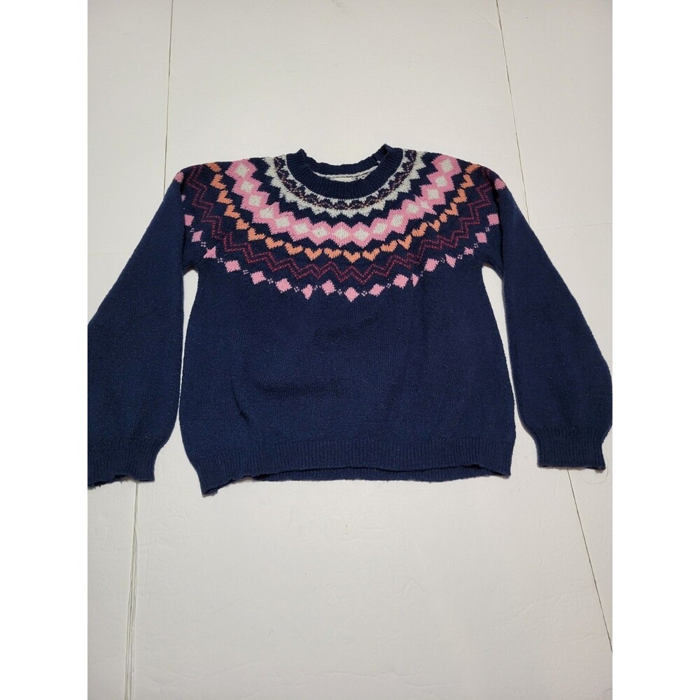 (#L7)Wonder Nation Long Sleeve Fairisle Sweater-Blue Cove Size Youth XL (14-16)